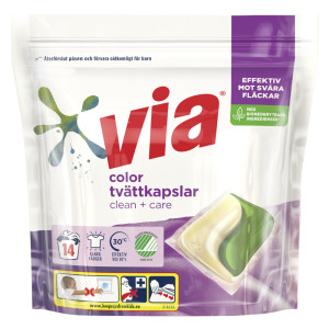 Via Color Tvättkapslar Clean+Care pack skott